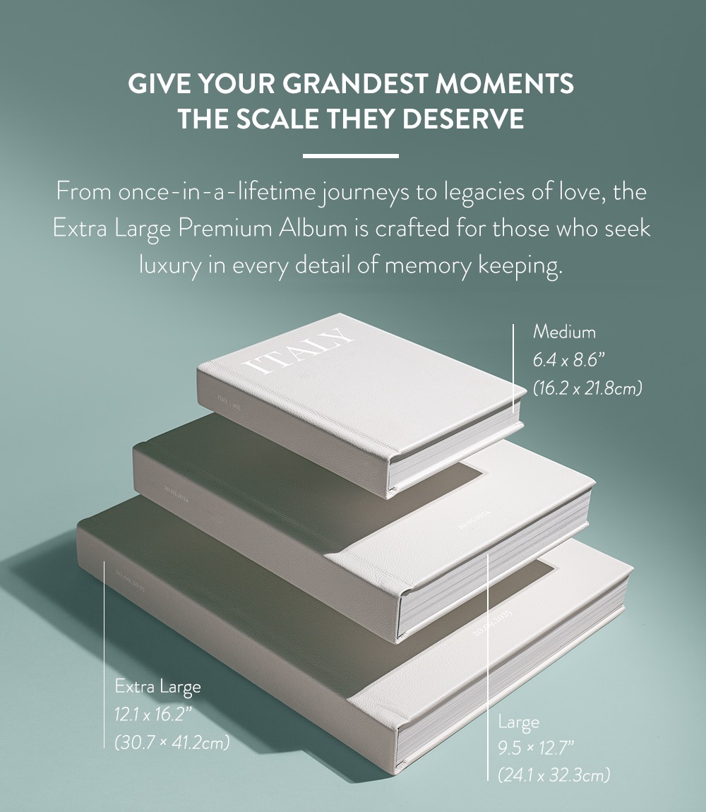 Give your grandest moments the scale they deserve with our new Extra Large Photo Albums.